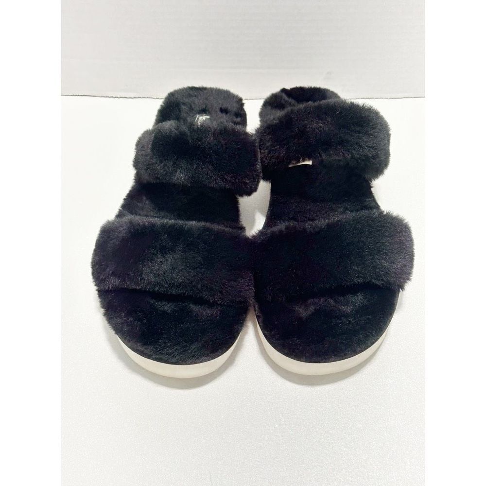 Koolaburra Fuzz-On Faux Fur Sandal Slippers Slide On Black White Women’s Size 12 - Picture 10 of 13